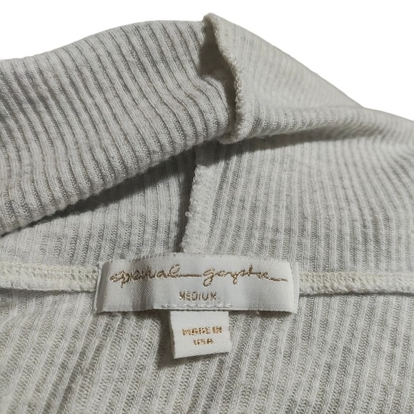 Spiritual Gangster Womens Beige Ribbed Knit Long Sleeve Hoodie Thumbholes - Picture 7 of 15